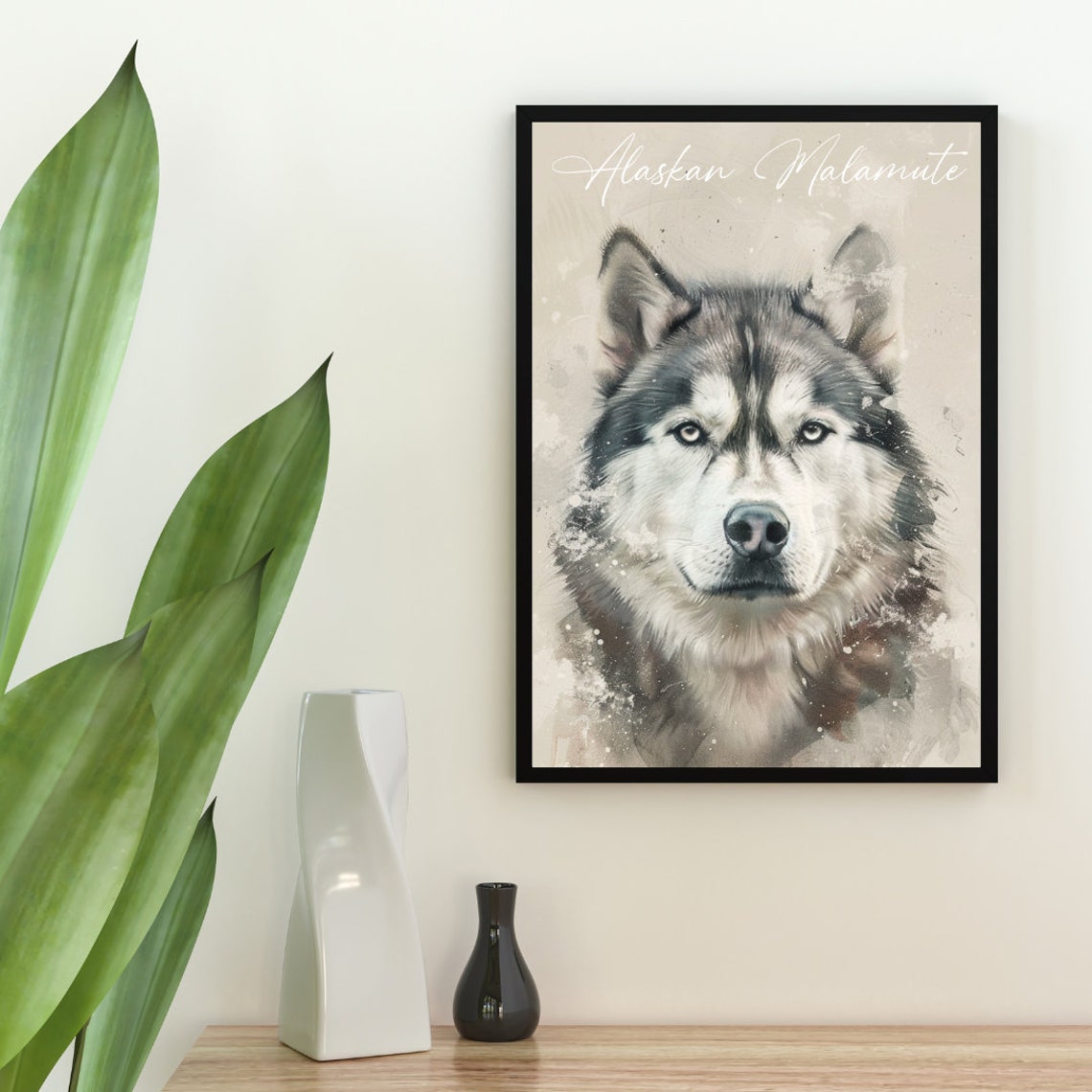 Alaskan Malamute Watercolor Dog Portrait Poster for Dog Lovers - Image 2