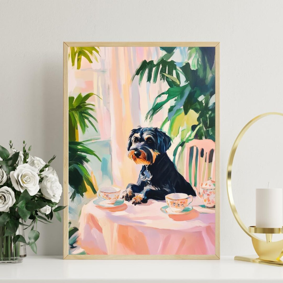 Retro Giant Schnauzer Oil Painting, Vintage Poster - Image 3