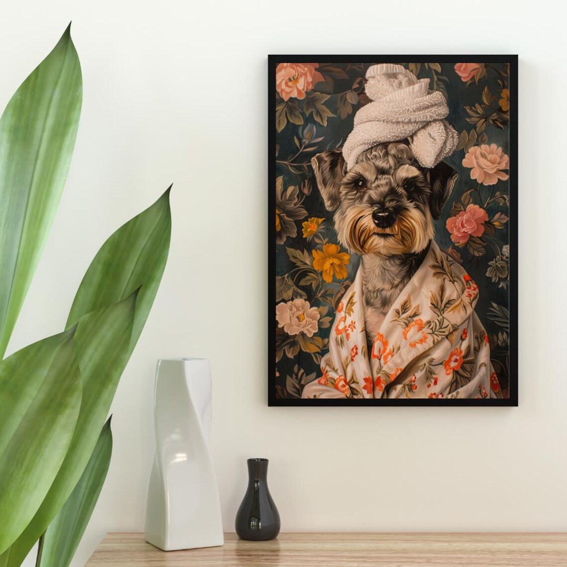 Miniature Schnauzer Bathroom Poster, Pet Portrait Art Print - Image 2