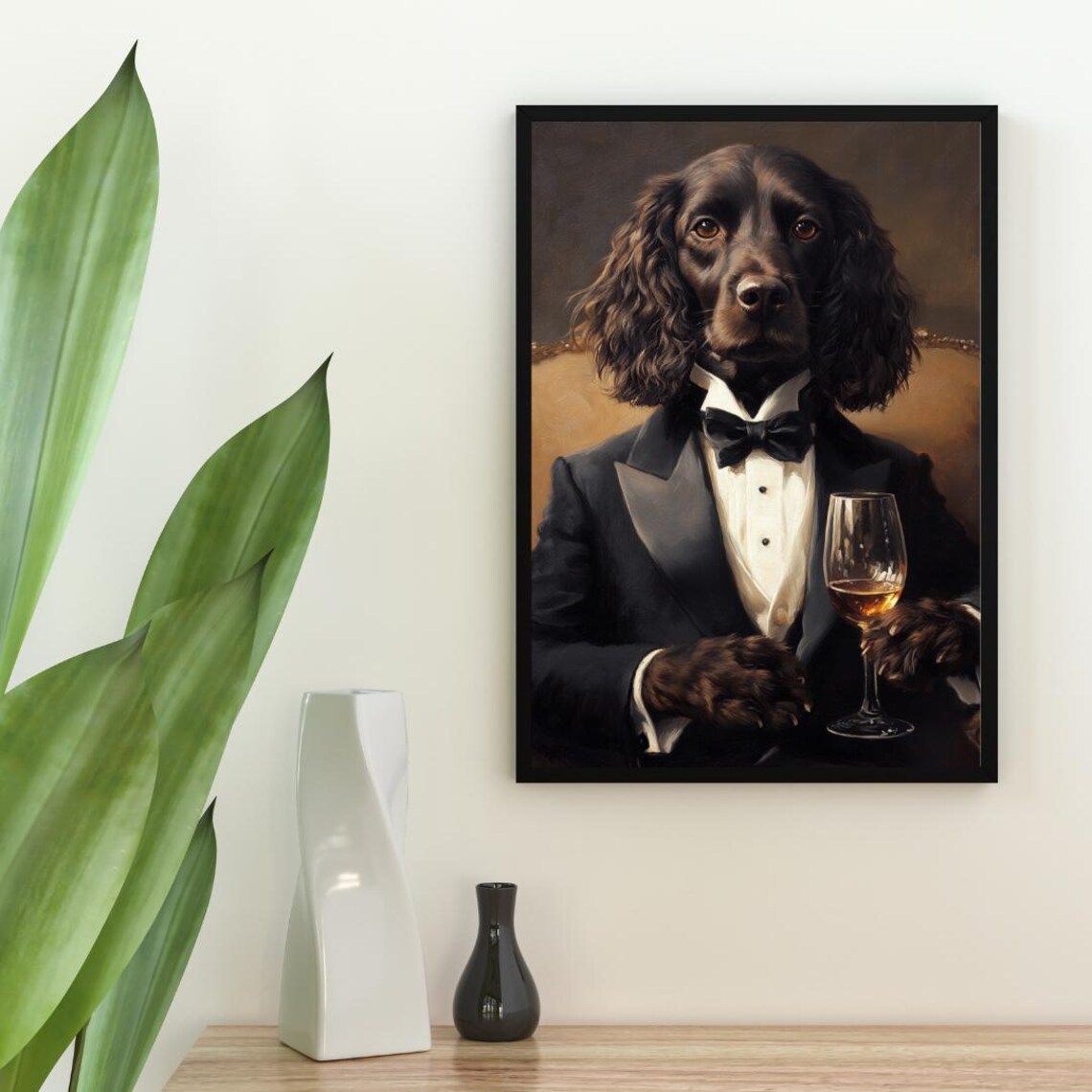 Boykin Spaniel in Suit, Funny Dog Portrait Art Print - Image 2