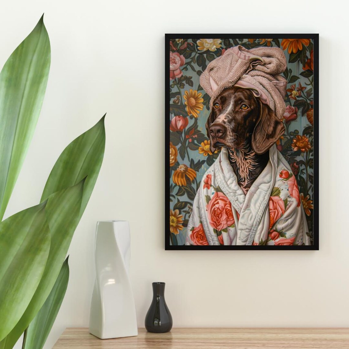 German Shorthaired Pointer Bathrobe Dog Bathroom Poster - Image 2