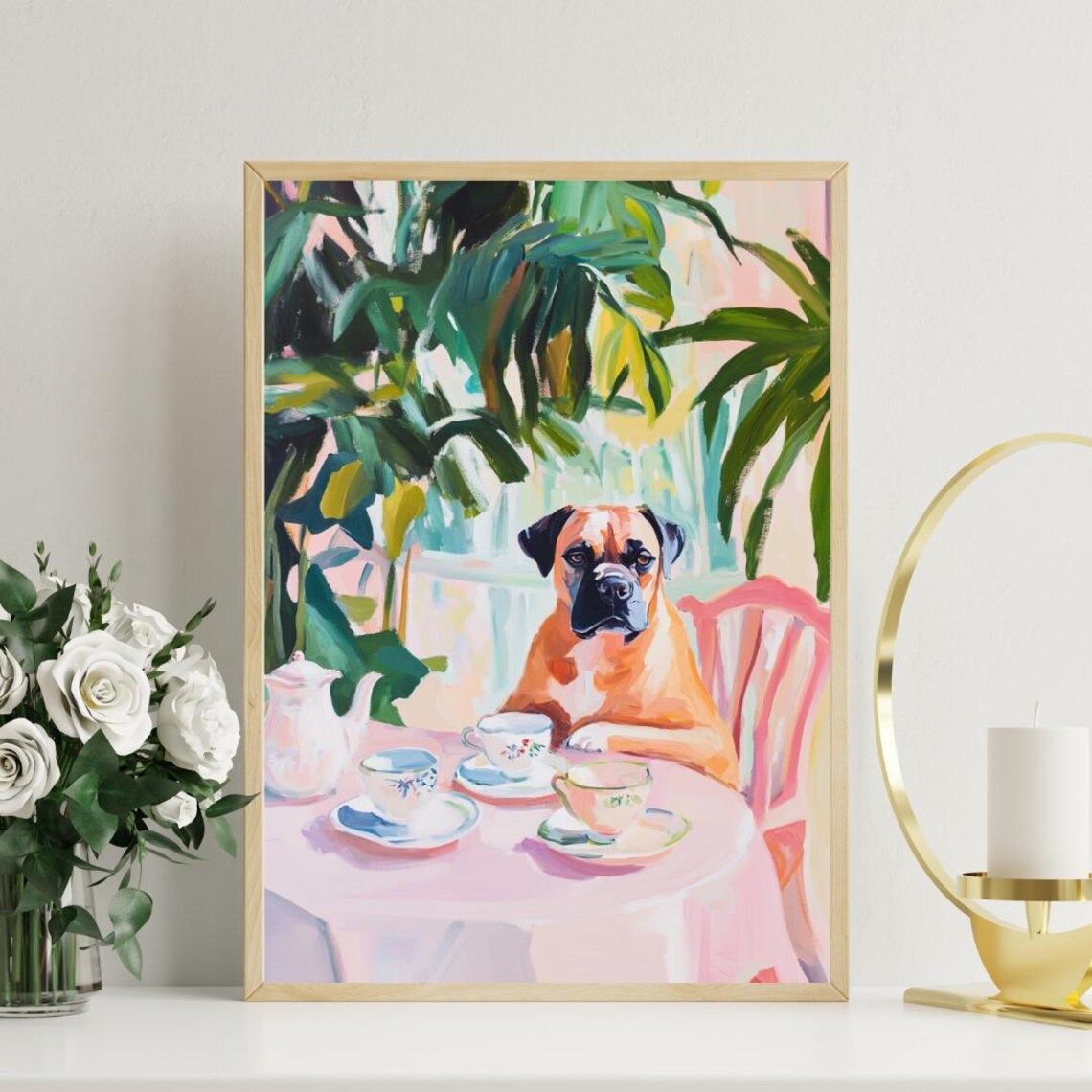 Retro Mastiff Oil Painting Poster, Vintage Dog Art - Image 3