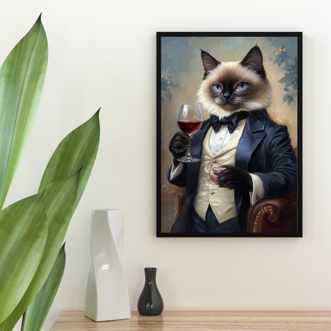Birman in Tuxedo Funny Cat Art Print - Image 2
