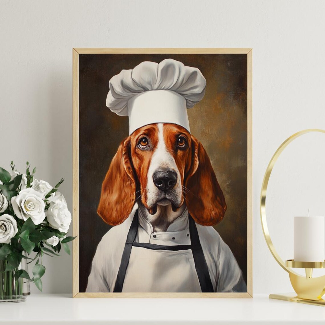 Basset Hound in Chef's Hat, Kitchen Art Print - Image 3