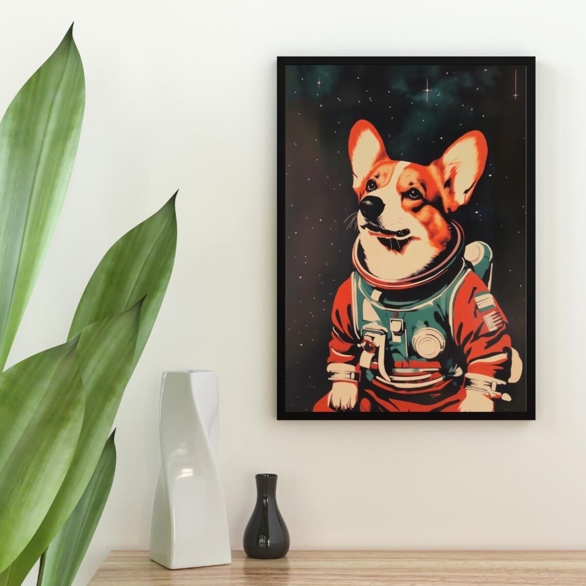Cardigan Welsh Corgi Astronaut Retro Space Art Print - Image 2