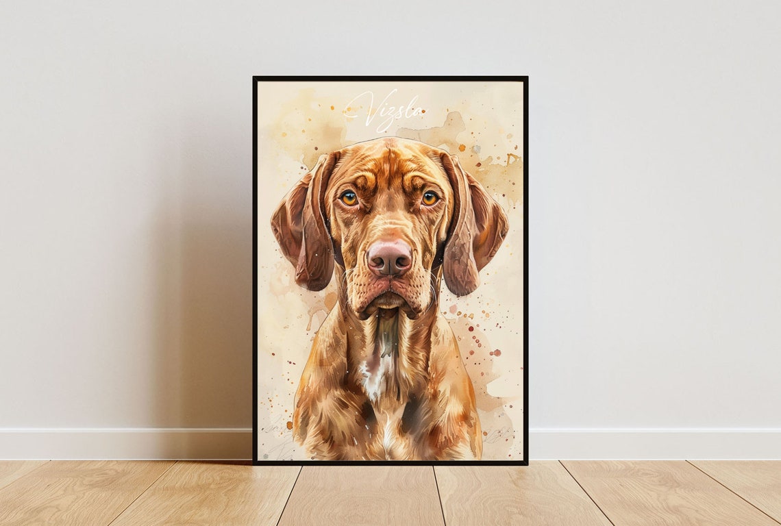 Vizsla Poster Dog Poster Vizsla Print Dog Wall Art Personalised Dog Photo Vizsla Watercolour Pet Portrait Dog Print Pet Portrait