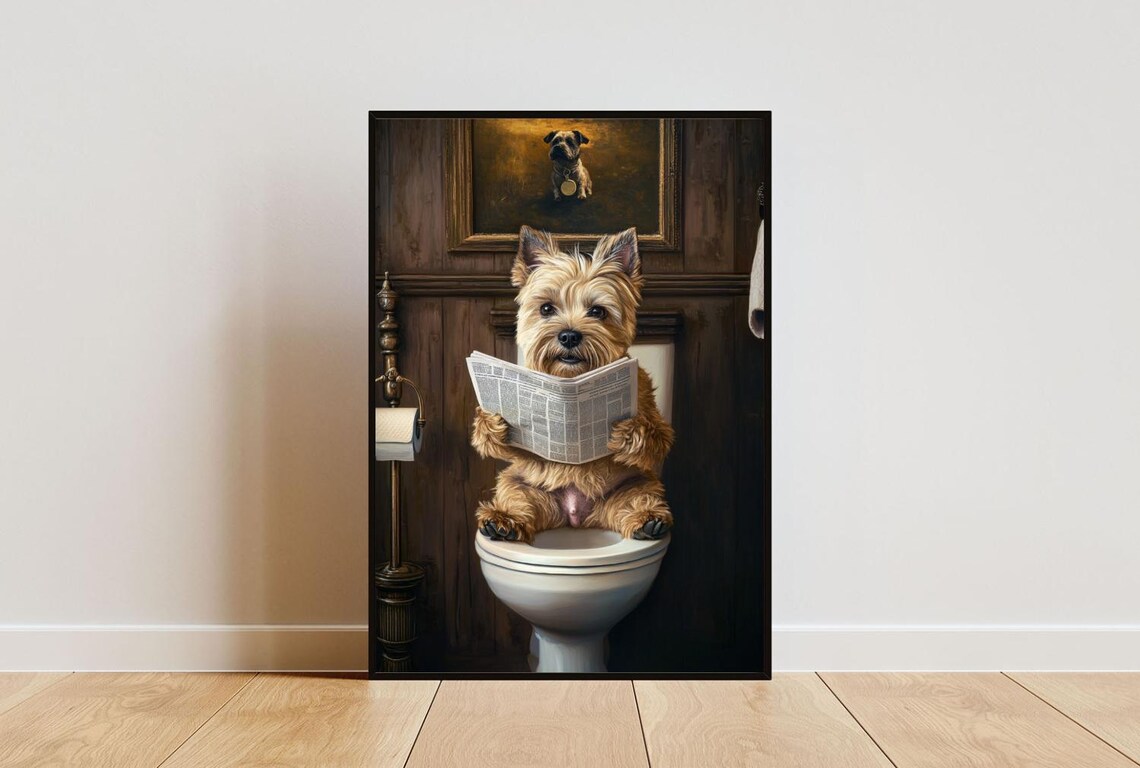 Cairn Terrier On Toilet Bathroom Dog Poster