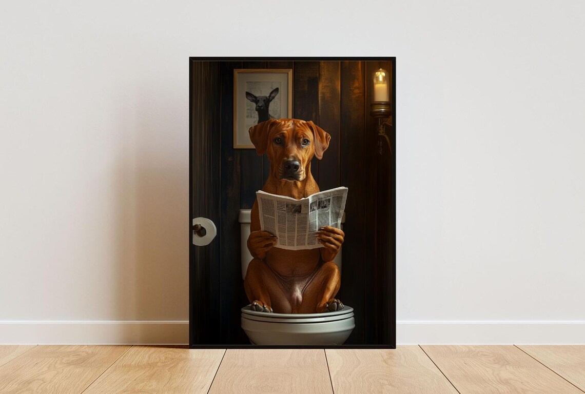 Rhodesian Ridgeback Bathroom Dog Poster Print