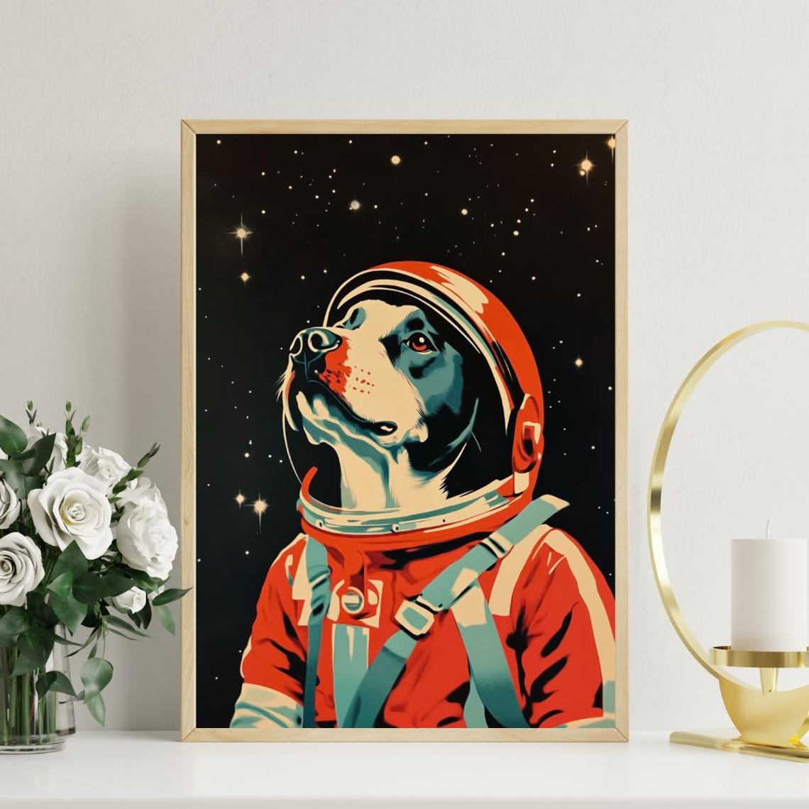 Cane Corso Astronaut Poster Cane Corso Retro Print Cane Corso Portrait Dog Retro Space Poster Funny Dog Poster Andy Warhol Style Print - Image 3
