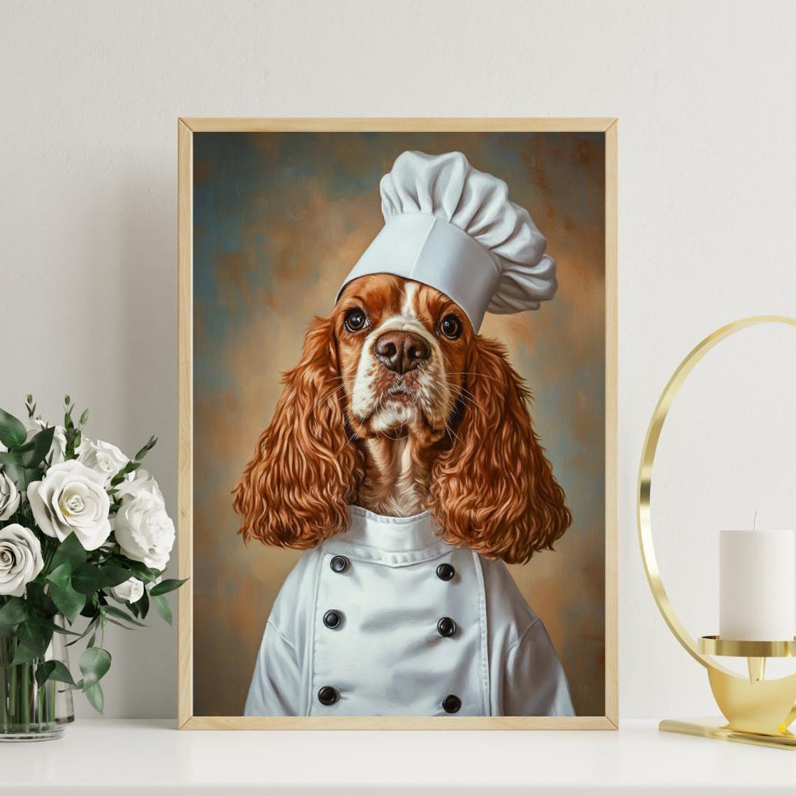 Cocker Spaniel In Chefs Hat Poster Pet Poster Cocker Spaniel In Apron Print Funny Dog Wall Art Cocker Spaniel Portrait Kitchen Poster - Image 3