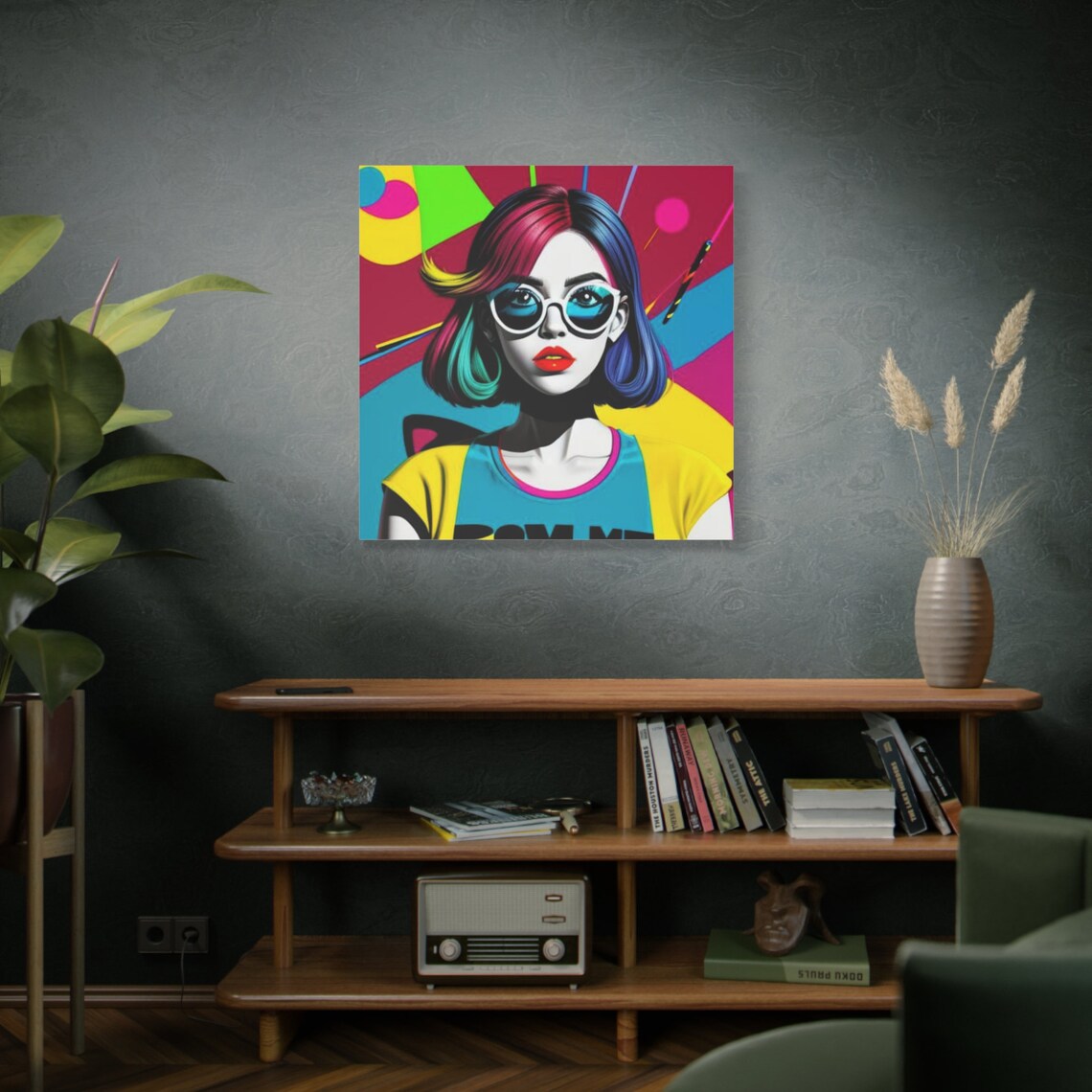 Colorful Pop Art Woman Sunglasses Neon Retro Style Pop Portrait Poster - Image 2
