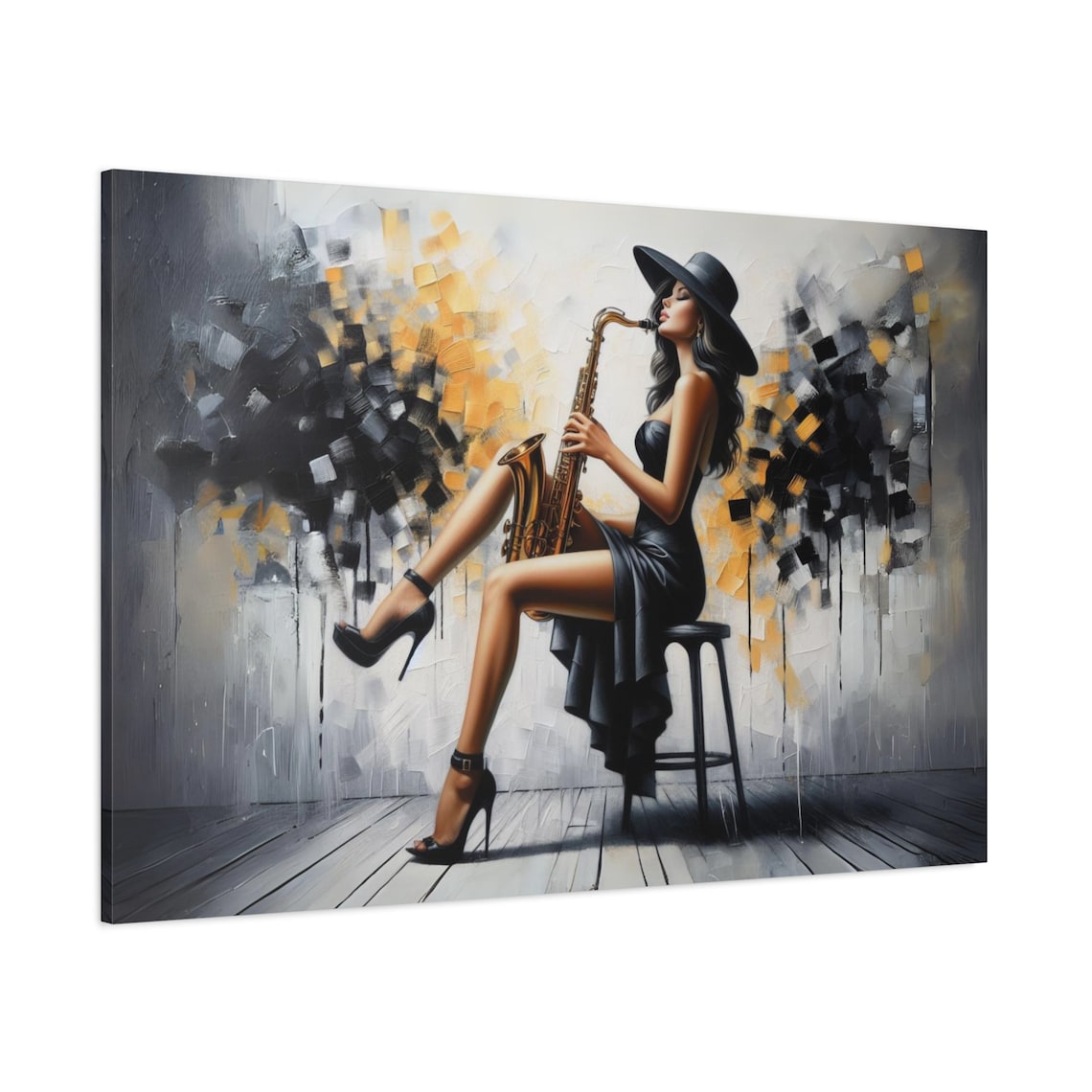 Saxophone Player Jazz Art Print, Modern Music Decor