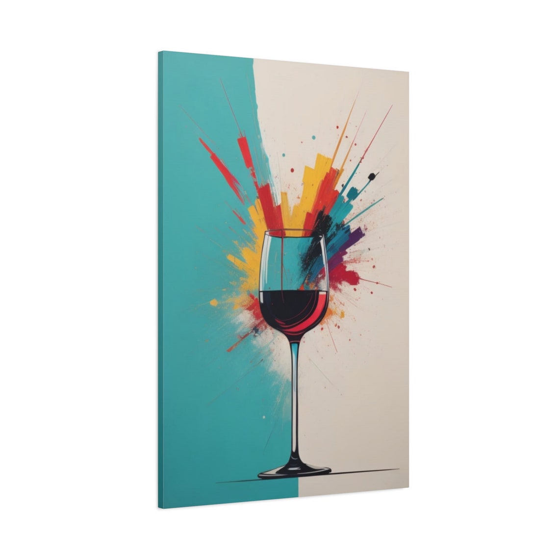 Red Wine Glass Color Splash Modern Minimal Abstract Kitchen Poster - Image 3