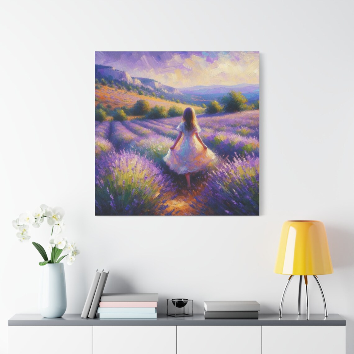 Girl in Lavender Field Sunset Provence Purple Flower Wall Poster - Image 4