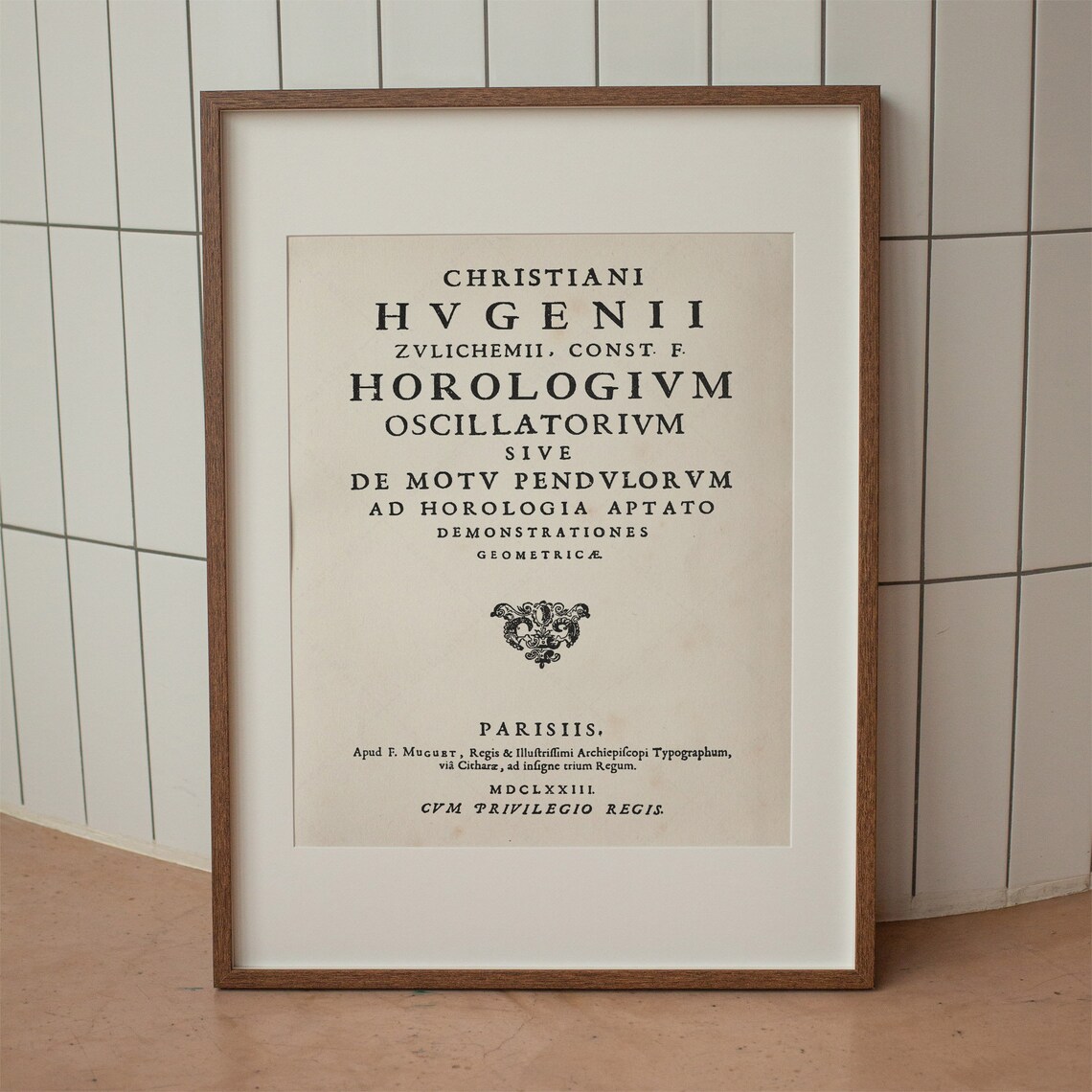 Christiaan Huygens Horologium Oscillatorium 1673 Title Page Science Poster - Image 2