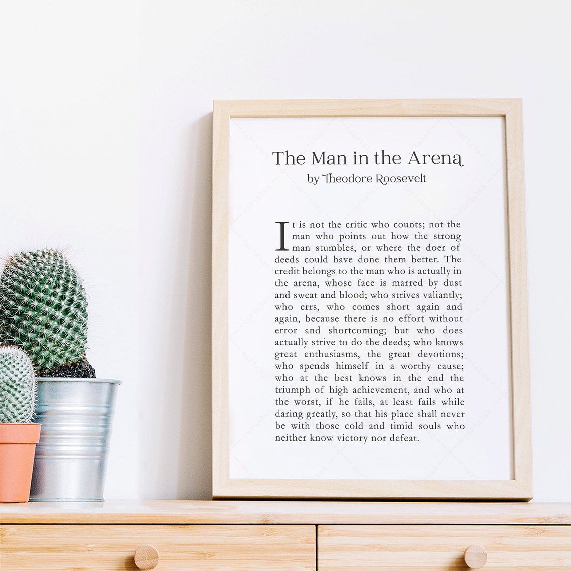 Theodore Roosevelt The Man In The Arena Speech Full Text Wall Poster - Image 3