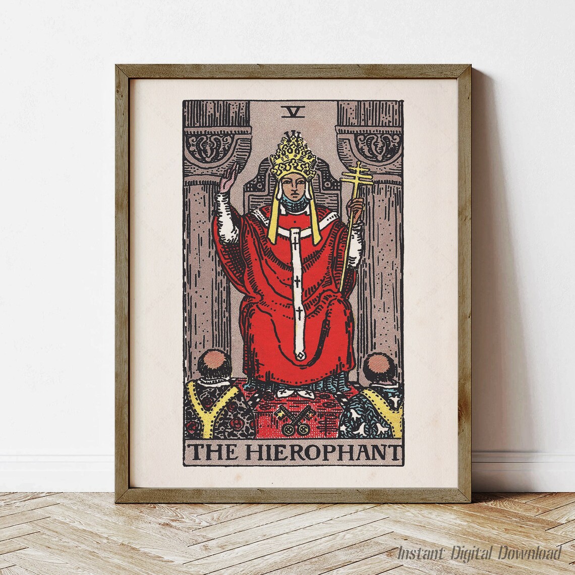 The Hierophant V Tarot Card Rider Waite Smith Vintage Mystical Wall Poster
