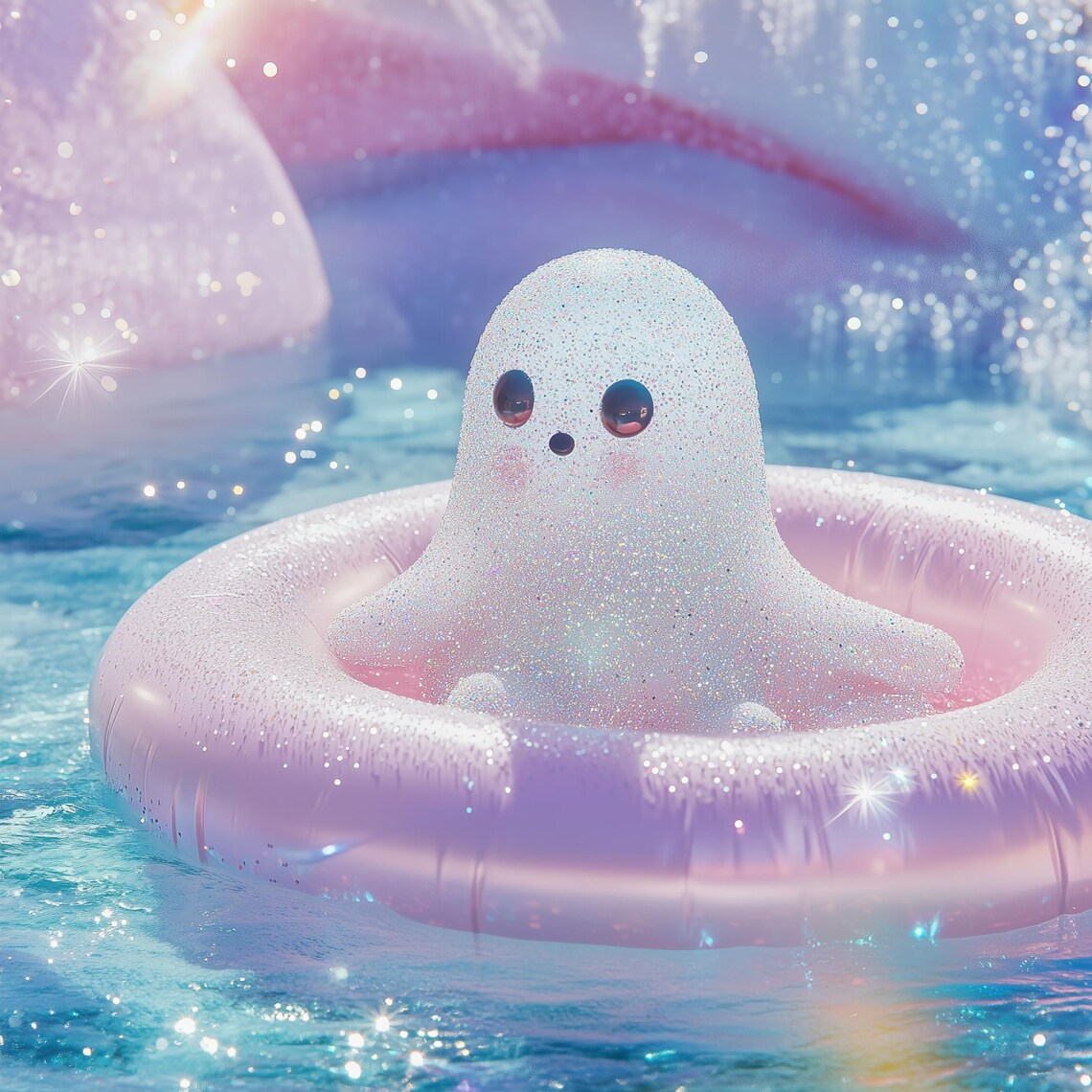 Kawaii Ghost Halloween Art Print, Whimsical Decor - Image 3
