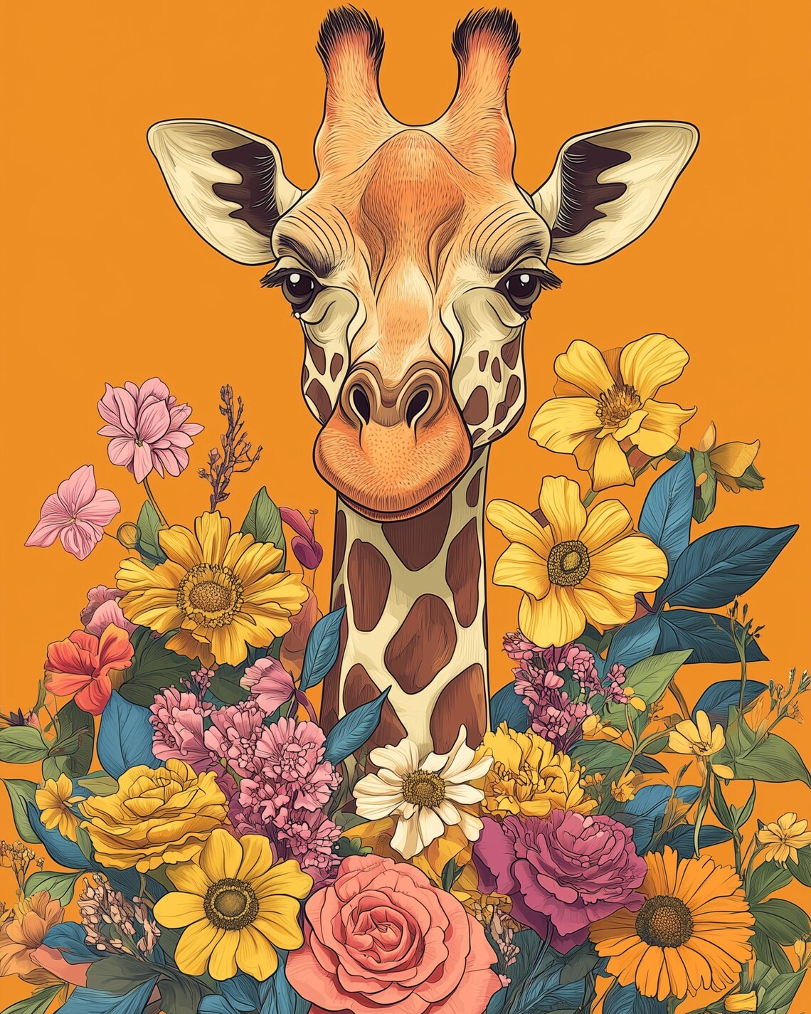 Giraffe Wall Art, Eclectic Maximalist Art Print - Image 3