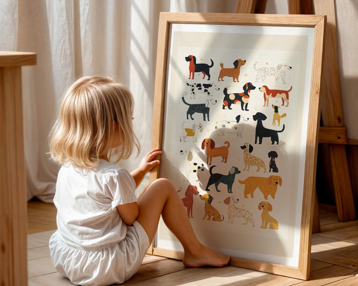 Kids Classroom Drawn Pet Portrait Dog Lover Art Print - Image 2
