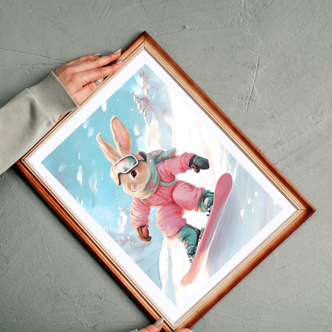 Cute Snowboarding Bunny Poster Winter Sports Animal Art Adorable Bunny Wall Art Snowboarding Animal Illustration Winter Wonderland - Image 6