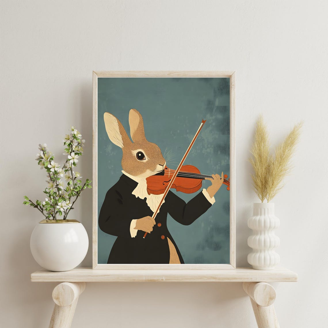 Rabbit Violinist Musician in Tuxedo Elegant Animal Nursery Art Poster - Image 8
