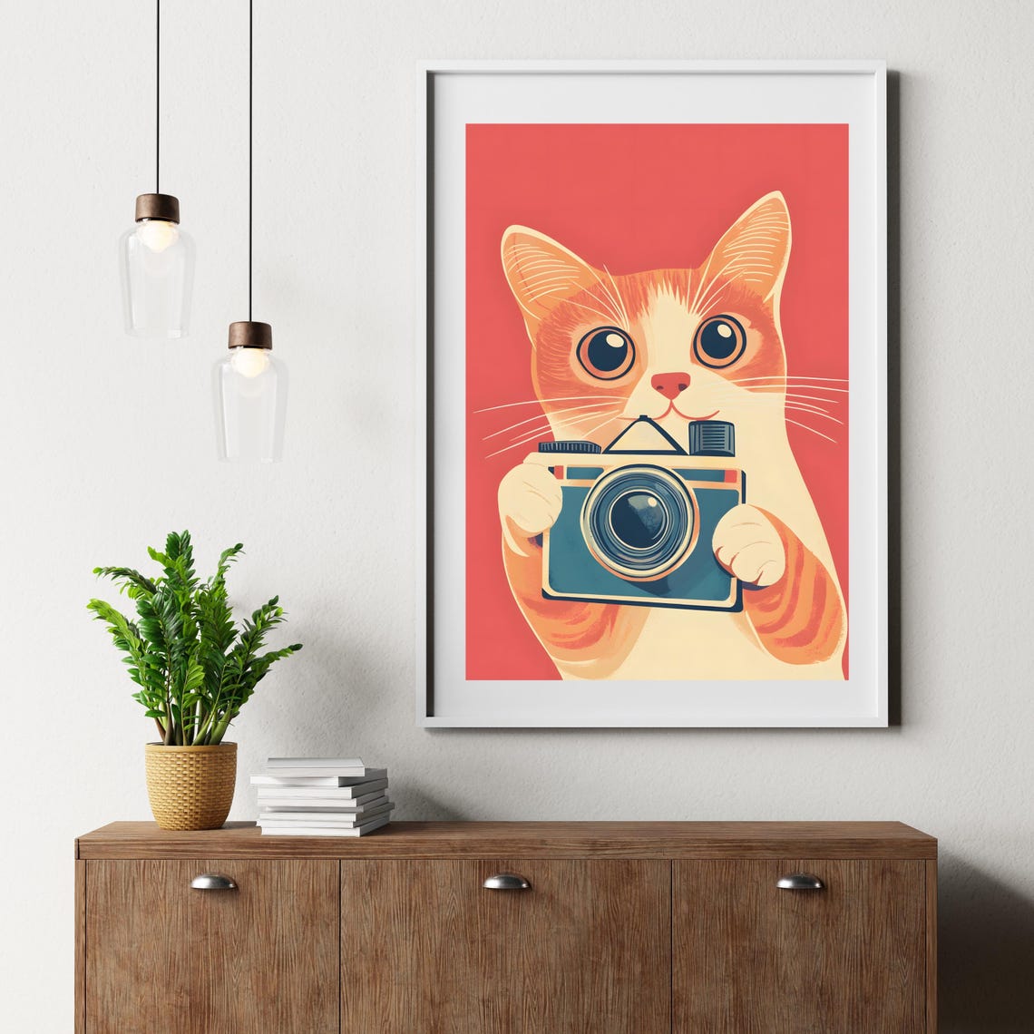 Cat With Retro Camera Orange Tabby Cute Funny Animal Nursery Poster - Image 4