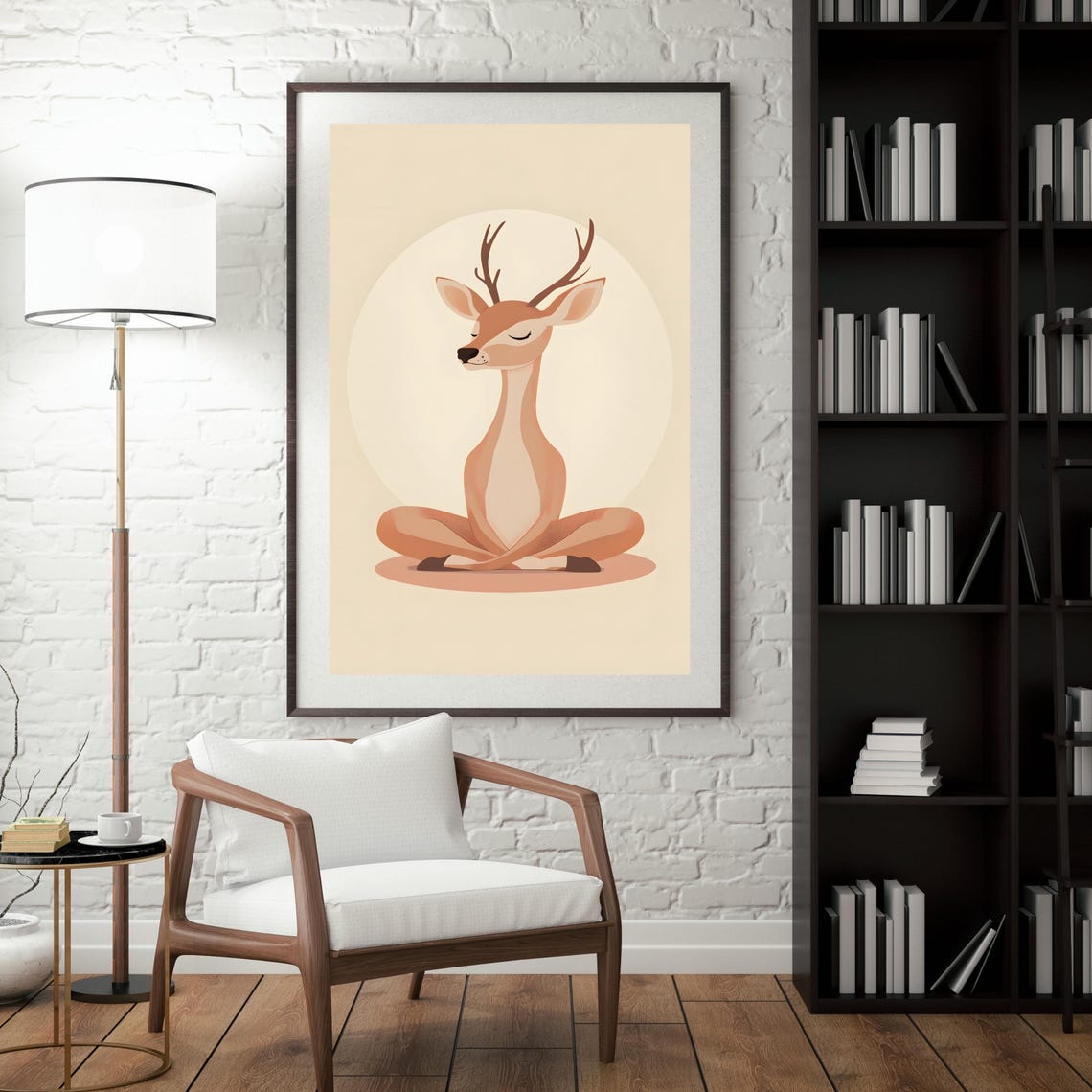Meditating Deer Lotus Pose Minimalist Zen Yoga Studio Art Poster - Image 5