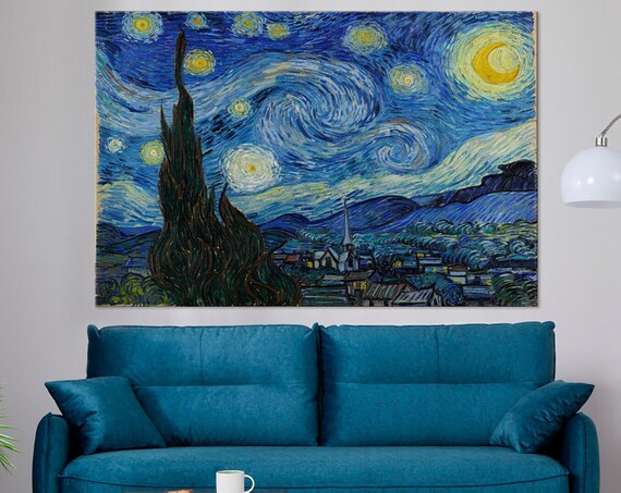 Vincent Van Gogh Starry Night Swirling Sky Reproduction Art Poster