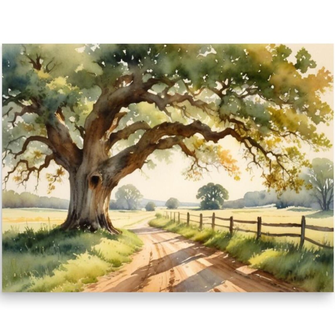 Oak Alley Plantation Watercolor Art Print, Louisiana