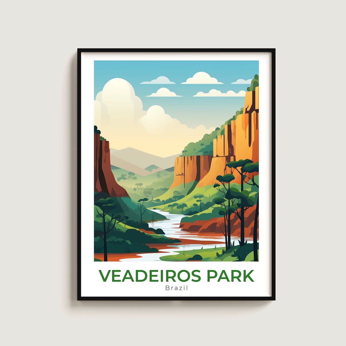Veadeiros Park Brazil Red Canyon Cliffs River Valley Sunset Print