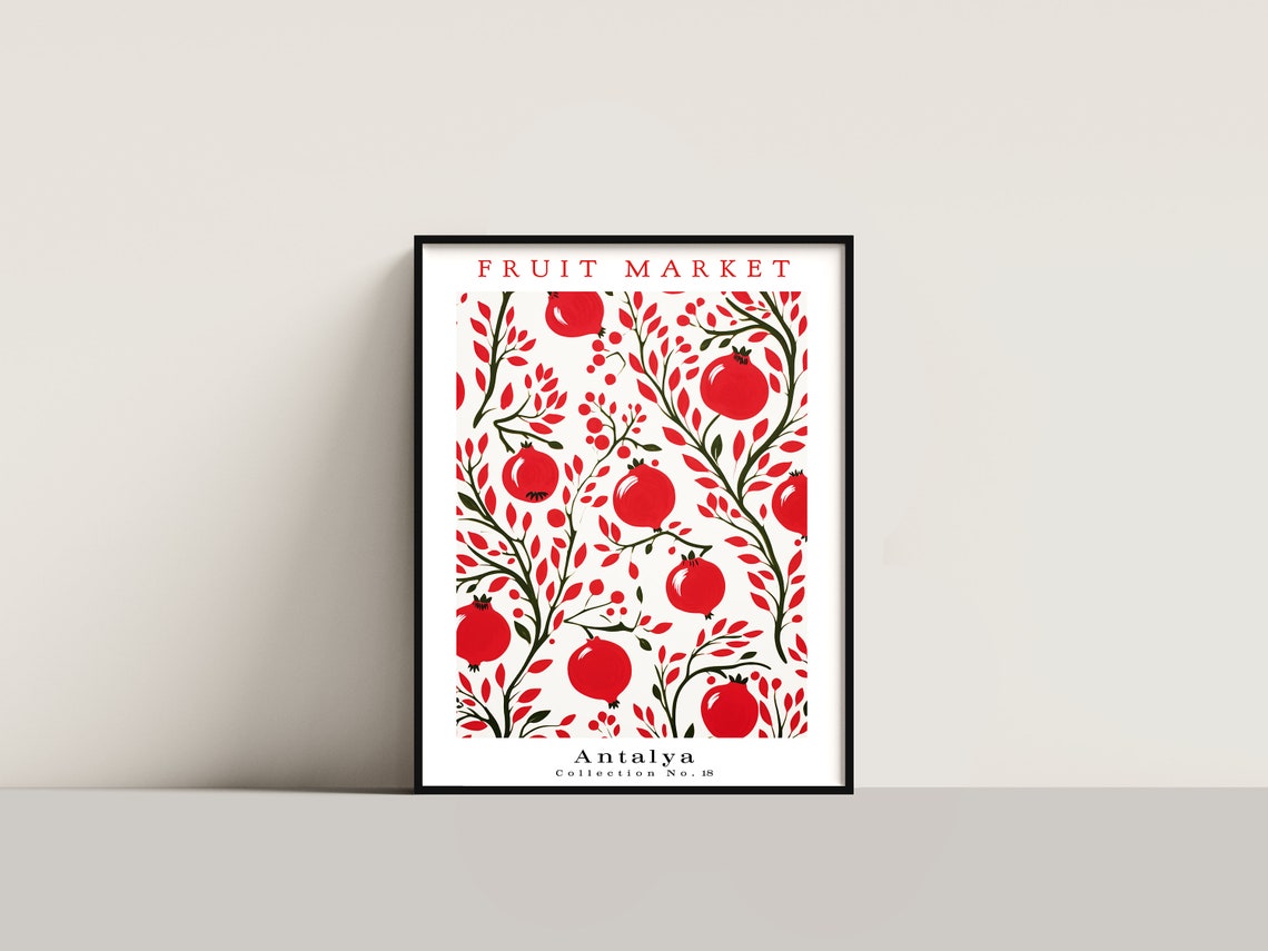Antalya Pomegranate Pattern Fruit Market Red Botanical No. 18 Poster