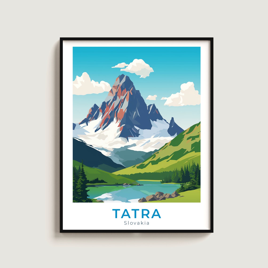 Tatra Mountains Slovakia Alpine Lake Snowy Peaks Scenic Print