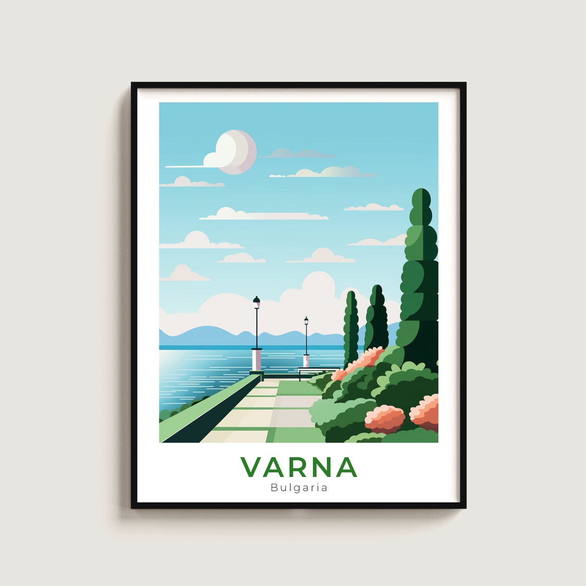 Varna Bulgaria Black Sea Promenade Seaside Walk Travel Poster