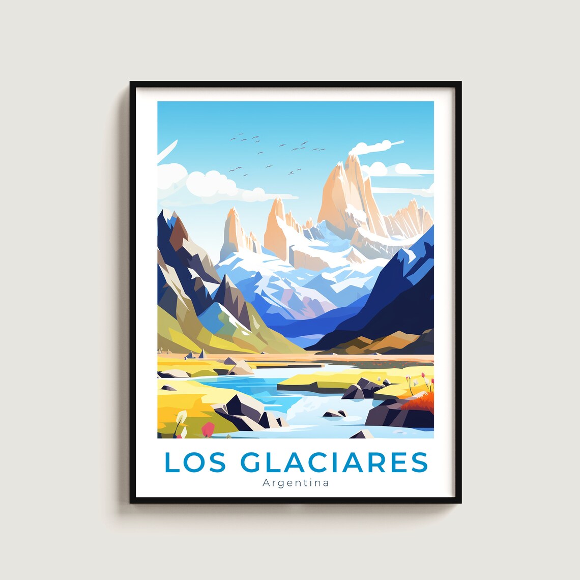 Los Glaciares Travel Poster Wall Art Gift Argentina Print Home Decor Lovers Hanging