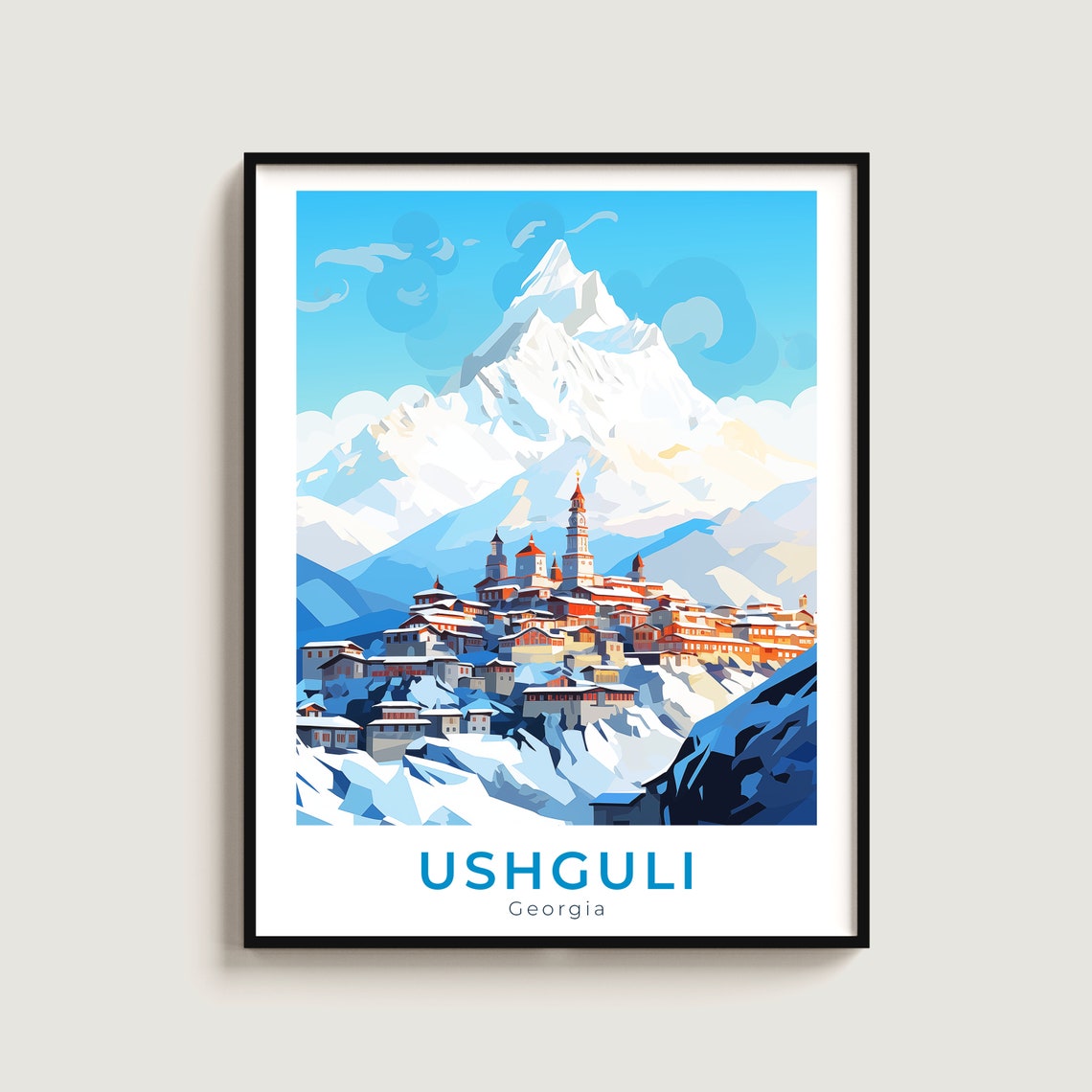 Ushguli Georgia Ancient Mountain Village Beneath Snowy Peaks Poster