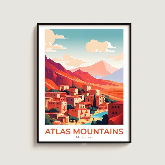 Atlas Mountains Travel Print Wall Art Gift Morocco Poster Home Decor Lovers Hanging