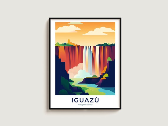 Iguazu Travel Poster Wall Art Gift Argentina Print Home Decor Lovers Hanging