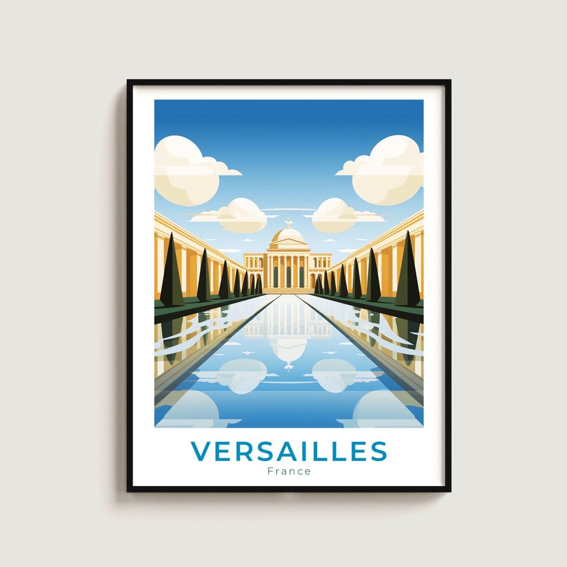 Versailles France Sunny Royal Gardens Grand Canal Reflection Poster