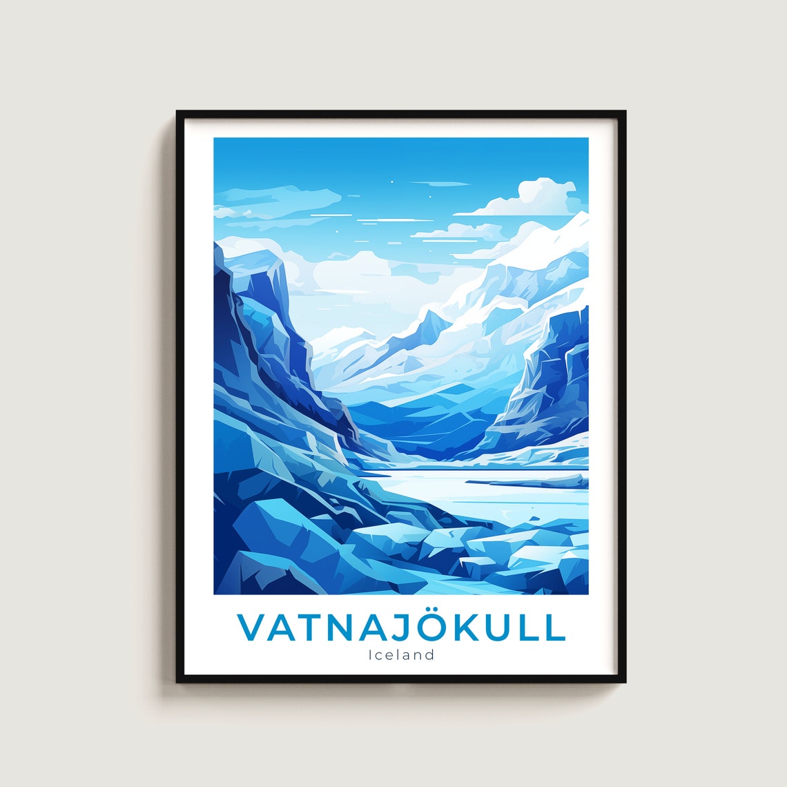 Vatnajokull Iceland Glacier Lagoon Blue Ice Travel Art Poster