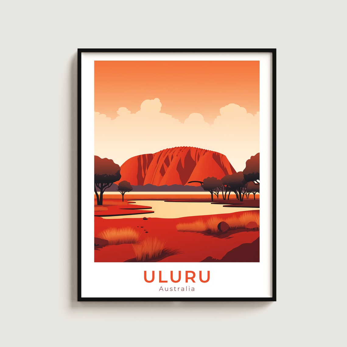 Uluru Australia Red Rock Desert Sunset Outback Travel Poster