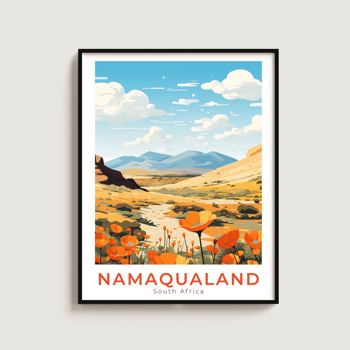 Namaqualand South Africa Orange Wildflower Valley Travel Poster