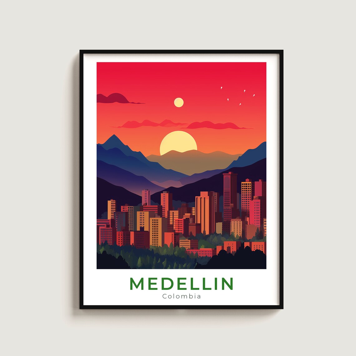 Medellin Travel Poster Wall Art Gift Colombia Print Home Decor Lovers Hanging