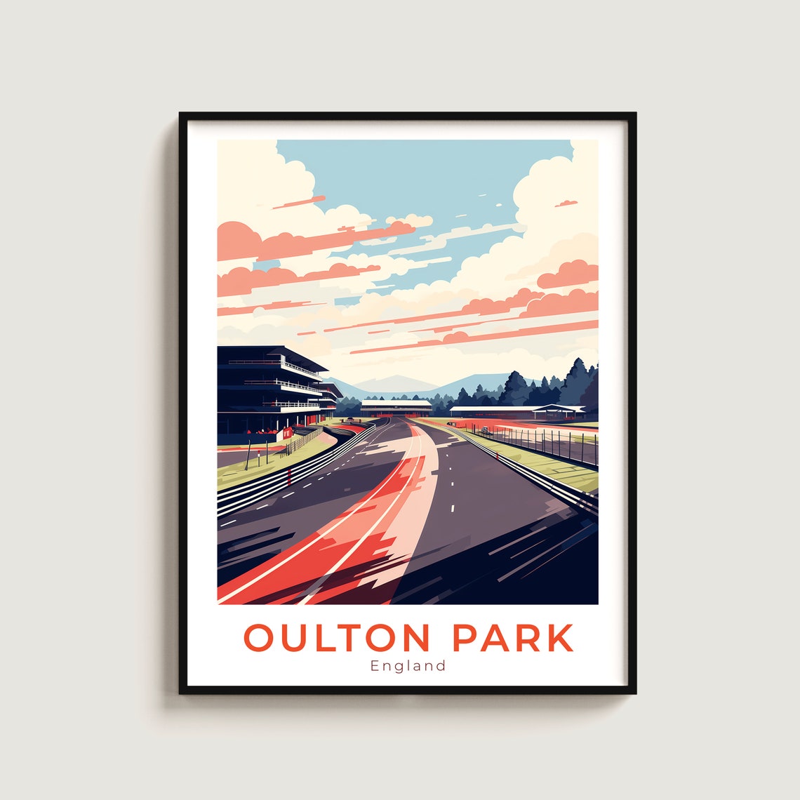 Oulton Park England Pit Straight Sunset Racing Evening Poster