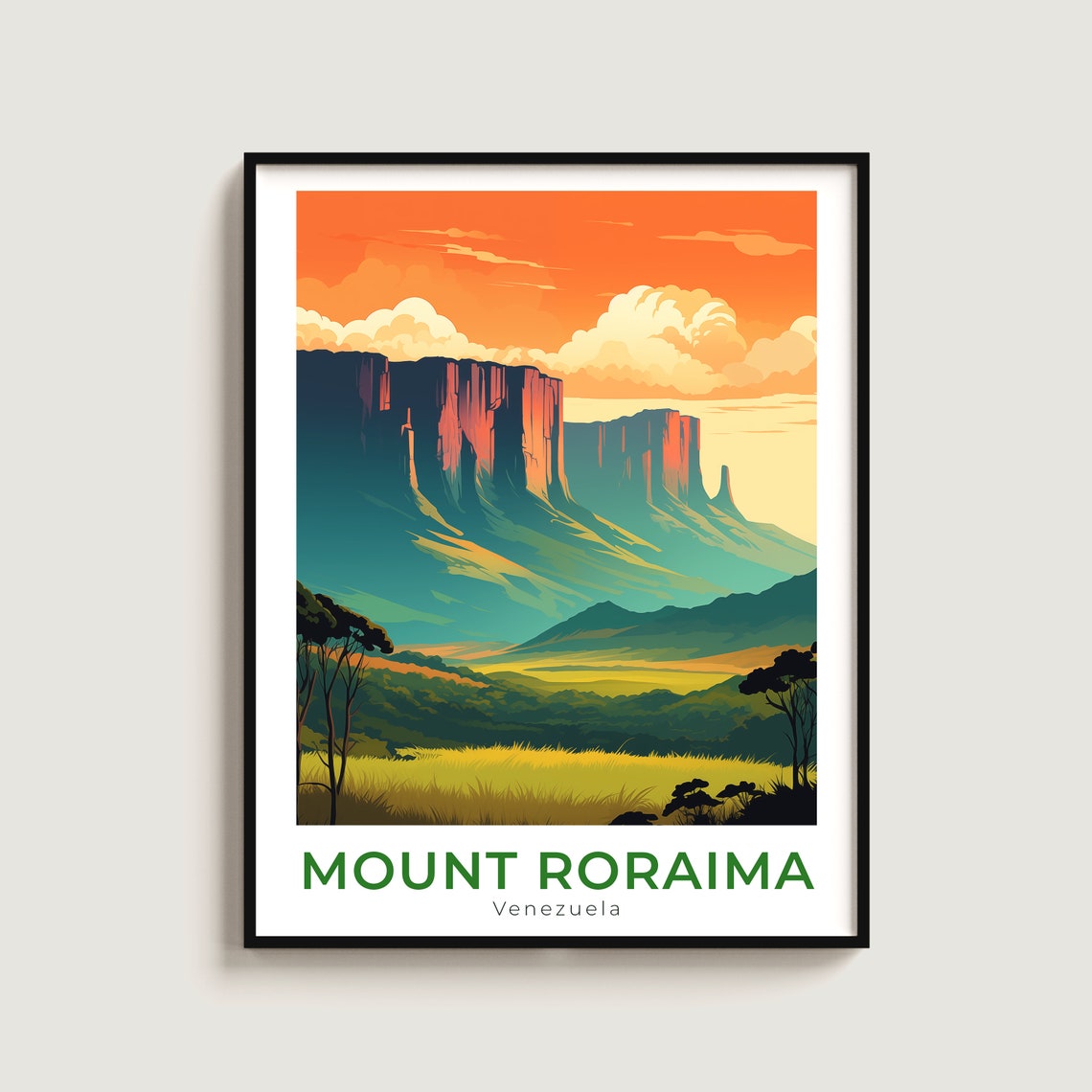Mount Roraima Venezuela Tabletop Mountain Sunset Glow Art Poster