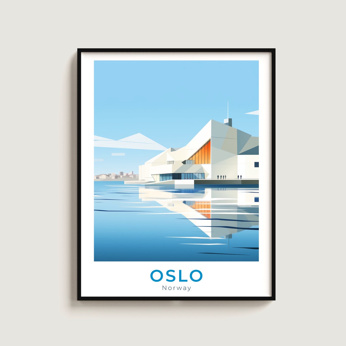 Oslo Norway Opera House Waterfront Modern Glass Travel Poster