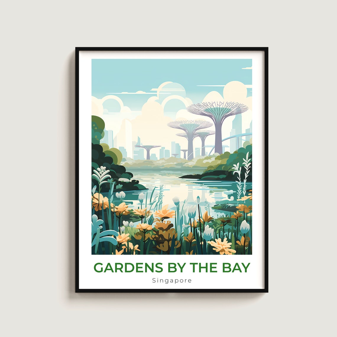 Gardens by the Bay Singapore Supertrees Flower Meadow Poster