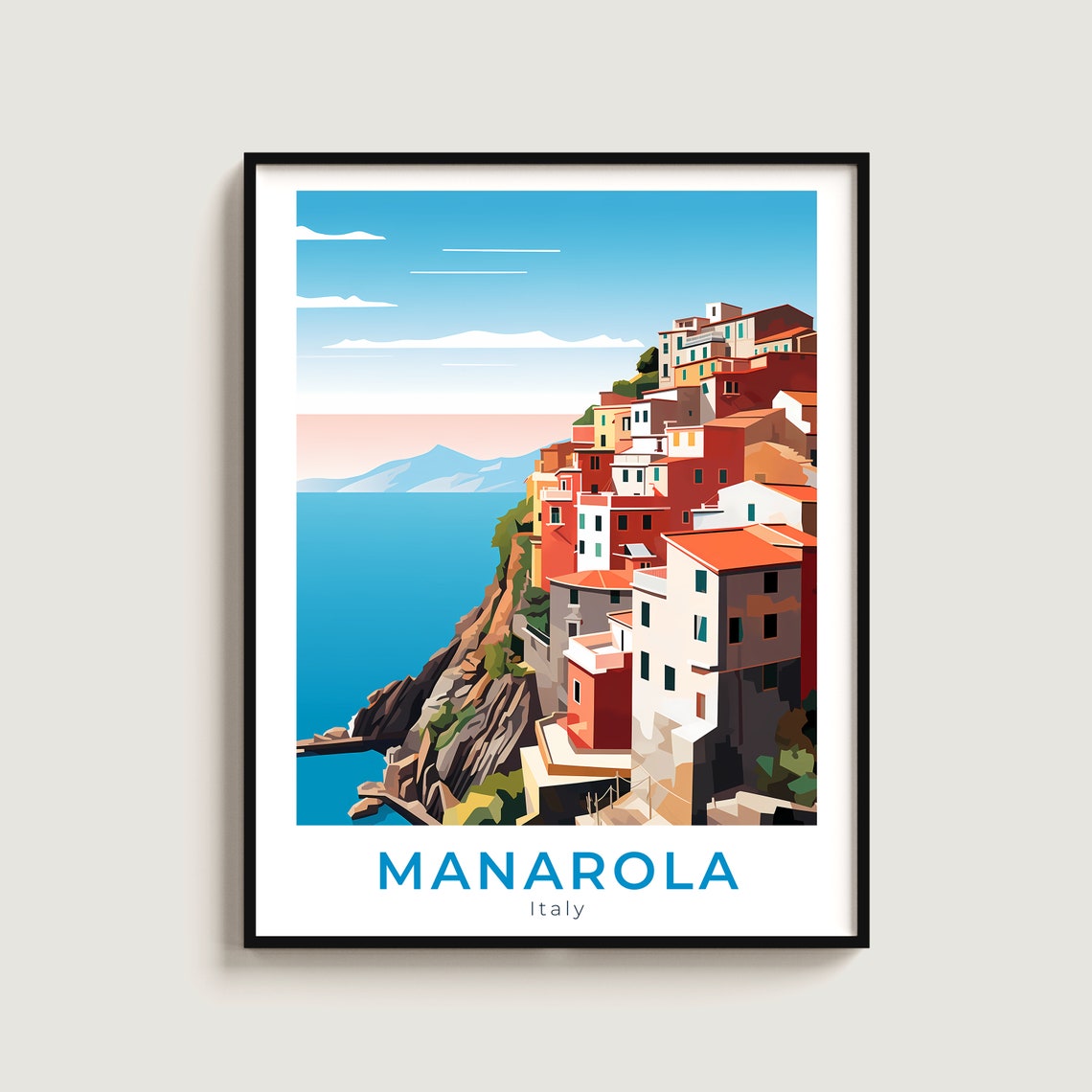 Manarola Italy Cinque Terre Cliffside Village Sea Travel Poster