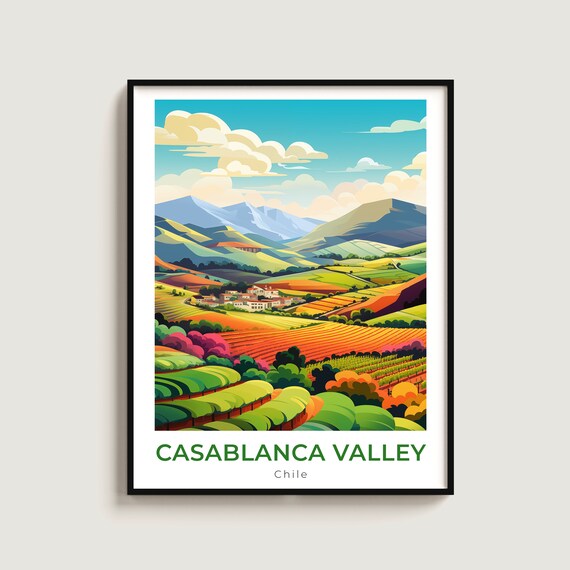 Casablanca Valley Travel Poster Wall Art Gift Chile Print Home Decor Lovers Hanging