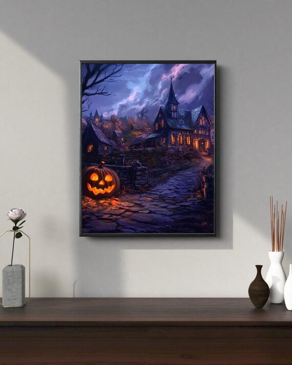 Halloween Creepy Evening Poster Wall Art Spooky Home Cafe Decor Instant Print